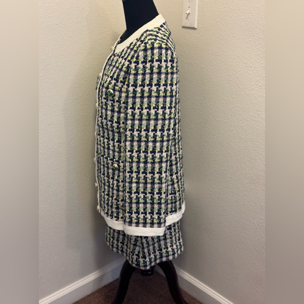 Kate Spade New York Pop Tweed Topper Blazer Jacket Skirt Set Outfit Size 8 $682 - Picture 3 of 13
